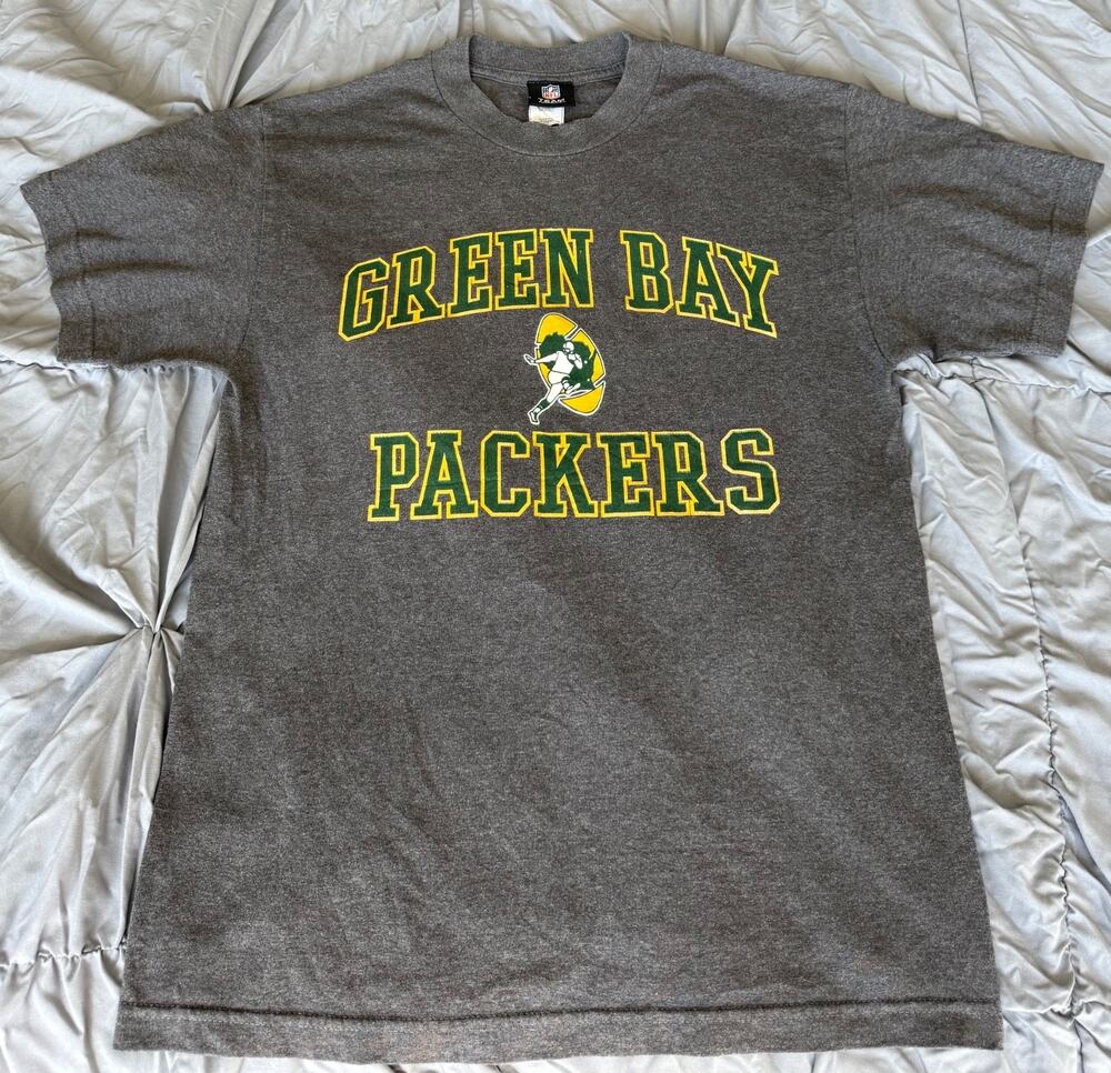 NFL Team Apparel Green Bay Packers T-Shirt M Gray Green Yellow Logo